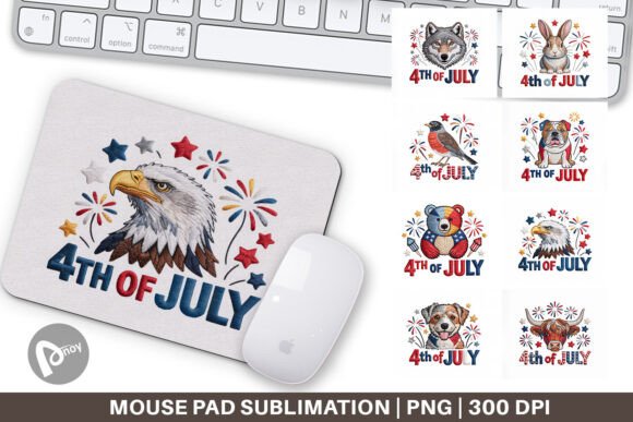 Mouse Pad 4th of July Embroidery Animal