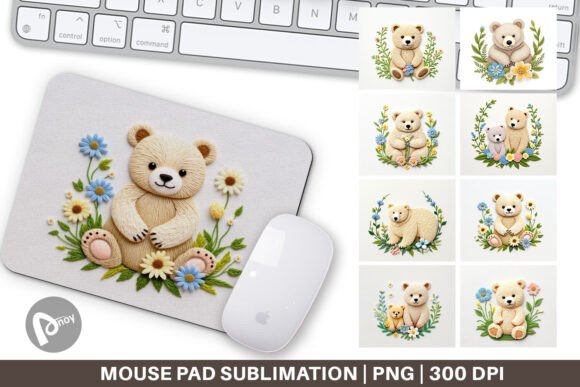 Mouse Pad Bear Embroidery