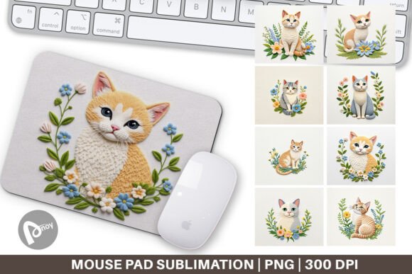 Mouse Pad Cat Embroidery