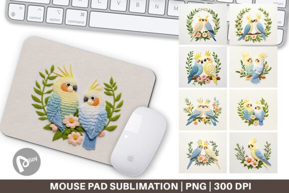 Mouse Pad Cockatiel Embroidery
