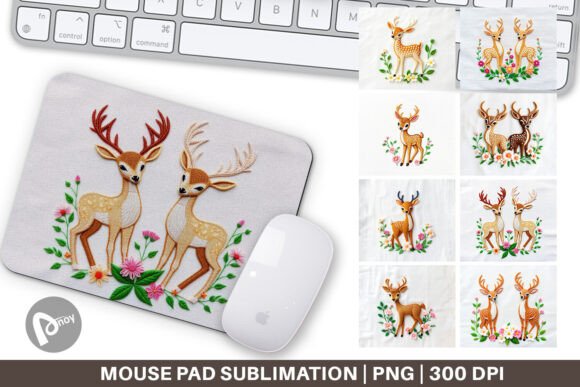 Mouse Pad Deer Embroidery