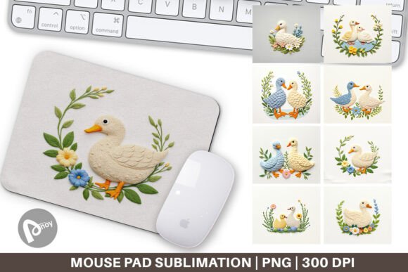 Mouse Pad Duck Embroidery