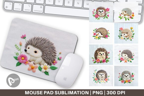 Mouse Pad Hedgehog Embroidery
