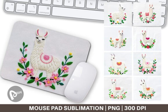 Mouse Pad Llama Embroidery