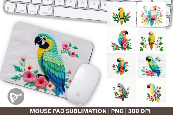 Mouse Pad Macaw Embroidery
