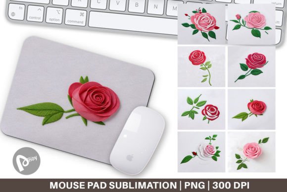 Mouse Pad Rose Embroidery
