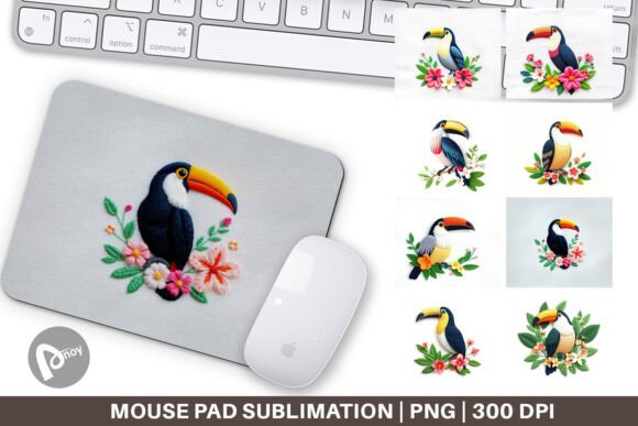 Mouse Pad Toucan Embroidery